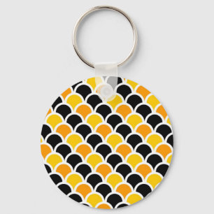 Cute black orange moroccan pattern design key ring