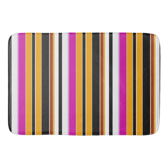 Cute black orange stripes bath mat (Front)