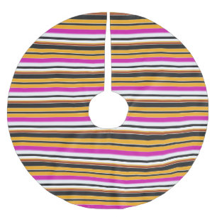 Cute black orange stripes brushed polyester tree skirt