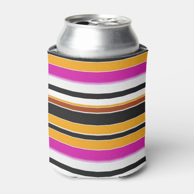 Cute black orange stripes can cooler (Can Front)