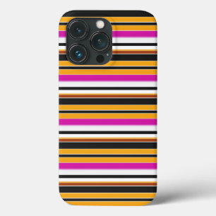 Cute black orange stripes iPhone 13 pro case