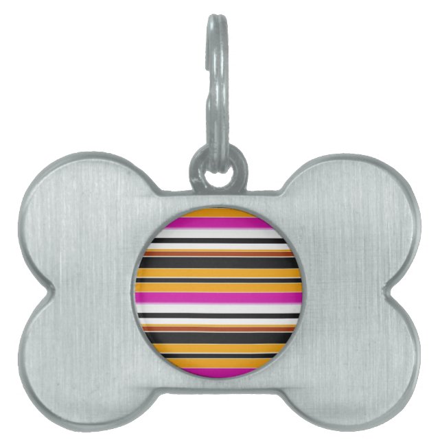 Cute black orange stripes pet ID tag (Front)