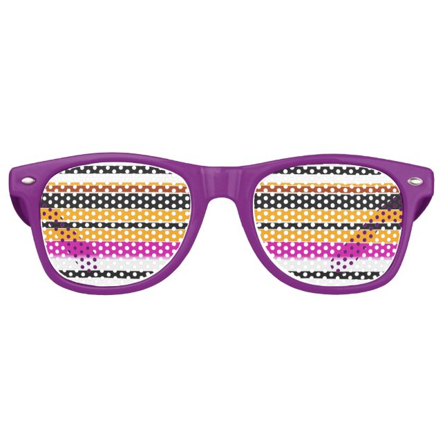 Cute black orange stripes retro sunglasses (Front)