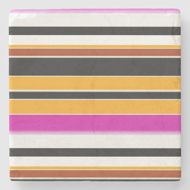 Cute black orange stripes stone coaster (Front)