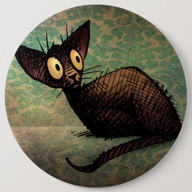 Cute Black Oriental Cat 6 Cm Round Badge (Front)