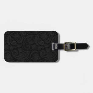Cute black paisley pattern luggage tag