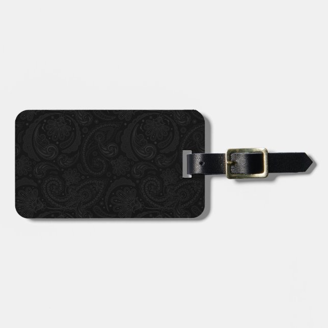 Cute black paisley pattern luggage tag (Front Horizontal)