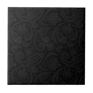 Cute black paisley pattern tile