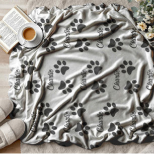 Cute Black  Paw Pet Lover name Kitchen  Fleece Blanket