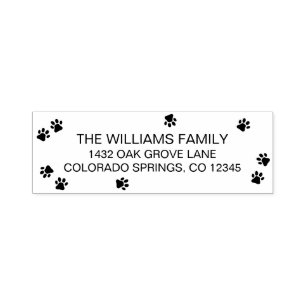 Cute Black Paw Prints Return Address Self-inking Stamp