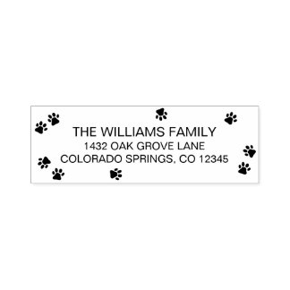 Cute Black Paw Prints Return Address Self-inking Stamp