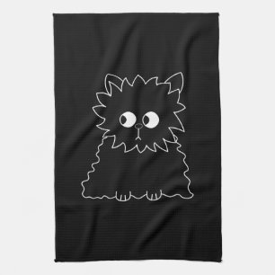 Cute Black Persian Cat. Tea Towel