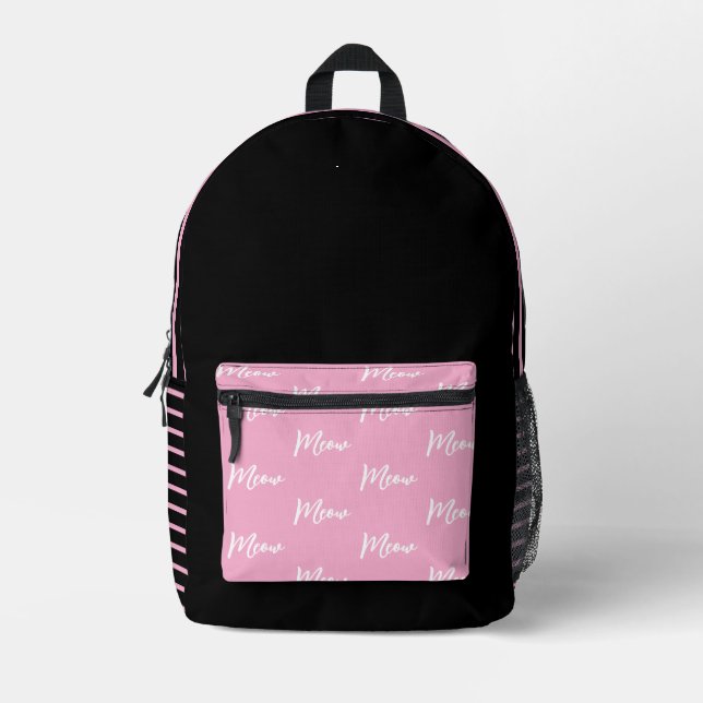 Cute Black & Pink "Meow" Bag – Girls Daily Bag (Front)