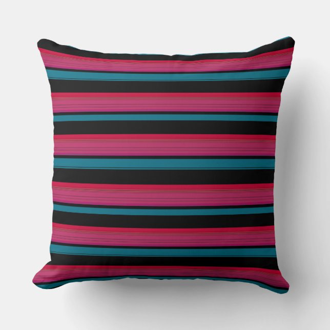 Cute black pink stripes cushion (Front)