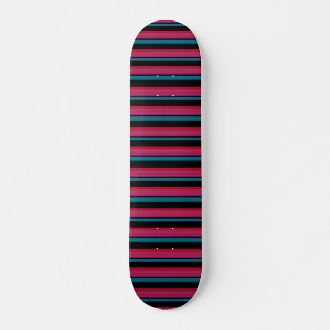 Cute black pink stripes skateboard (Front)