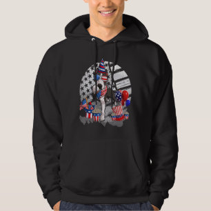 Cute Black Pitbull Dog Sunglasses American Flag 4t Hoodie