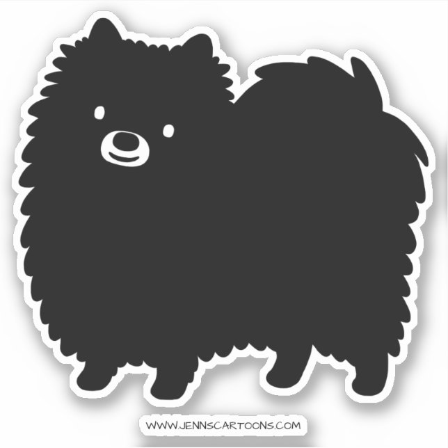 Cute Black Pomeranian Dog | Fluffy Pommie Pom (Front)