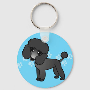 Cute Black Poodle Cartoon Key Ring