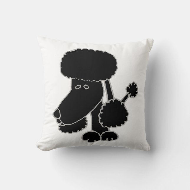 Cute Black Poodle Face Puppy Dog Design Cushion (Front)