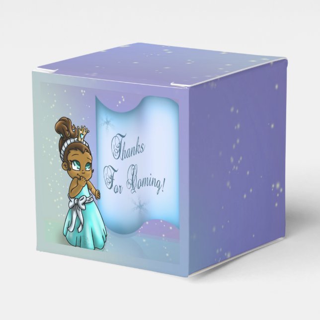 Cute Black Princess Birthday Favour Box (Front Side)