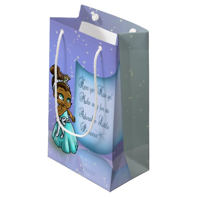 Cute Black Princess Birthday Small Gift Bag (Front Angled)