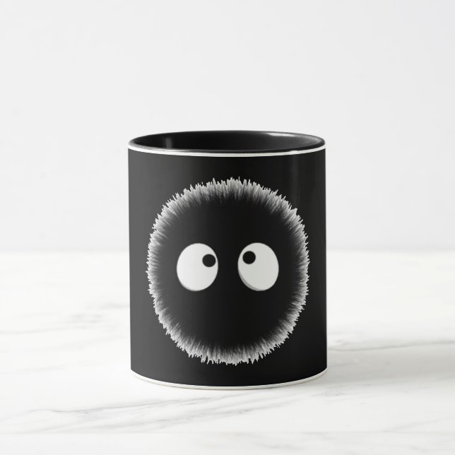 Cute Black Puffball Mug with Eyes - Cosy & Fun Dri (Center)