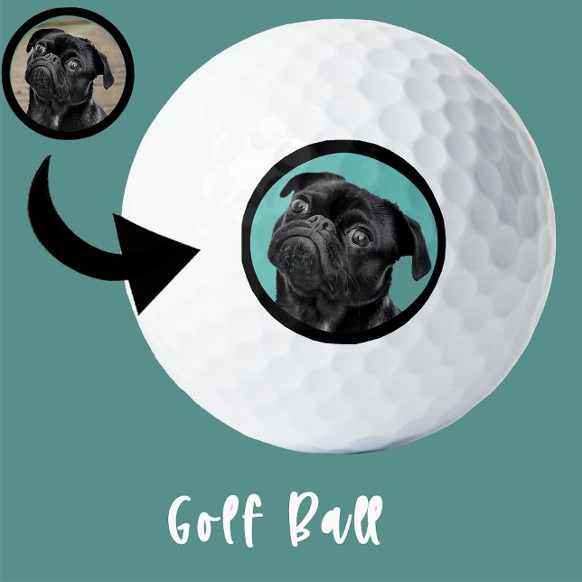 Cute Black Pug Face Charm | Unique Custom Dog Love Golf Balls (Creator Uploaded)