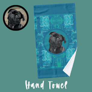 Cute Black Pug Face Charm Unique Custom Dog Love Tea Towel