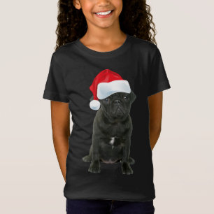 Cute Black Pug Santa Hat Funny Matching Christmas T-Shirt
