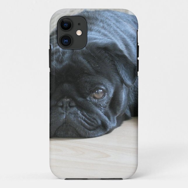 Cute Black Pug Sleeping Case-Mate iPhone Case (Back)