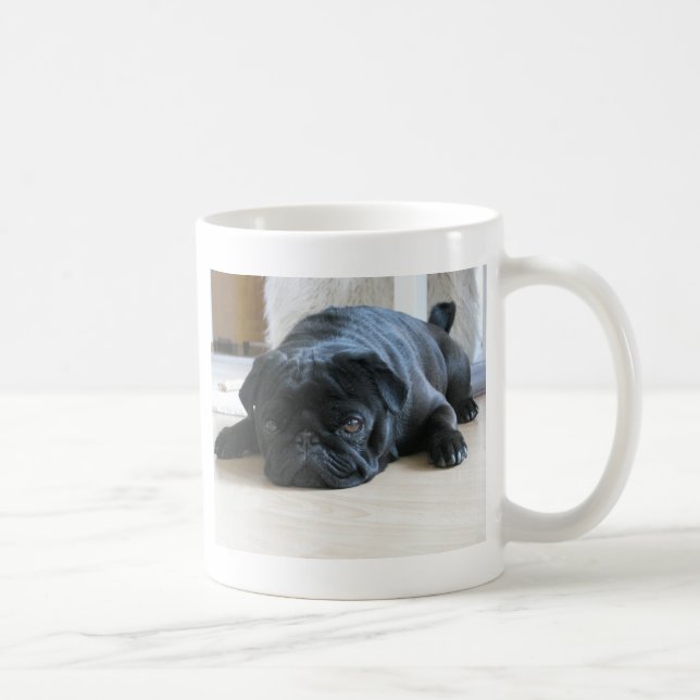 Cute Black Pug Sleeping Coffee Mug (Right)