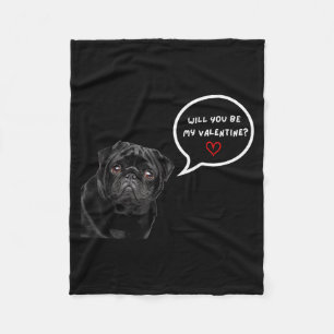 Cute Black Pug Valentines Day Funny Clothes Gift I Fleece Blanket