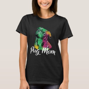 Cute Black Pug Watercolor Illustration Pug Mum Let T-Shirt