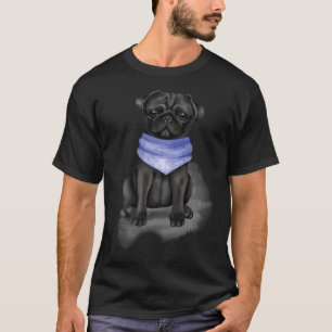 Cute Black Pug with Bandanna T-Shirt