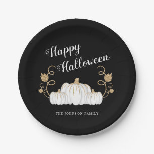 Cute Black Pumpkin Happy Halloween  Paper Plate