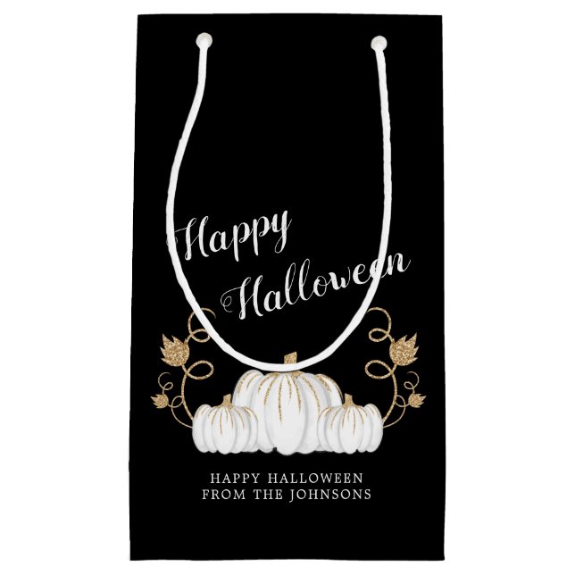 Cute Black Pumpkin Happy Halloween Small Gift Bag (Front)