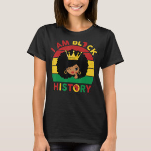 Cute Black Qeen Girl With Afro Puff Hair Heart In  T-Shirt