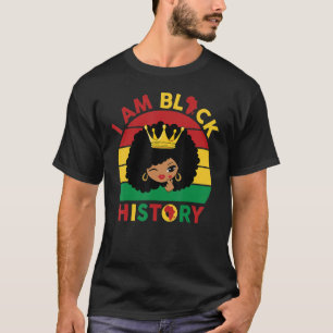 Cute Black Qeen Girl With Afro Puff Hair Heart In T-Shirt