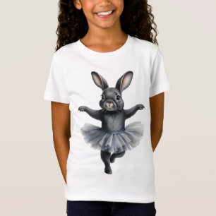 Cute black rabbit ballerina dancing ballet T-Shirt
