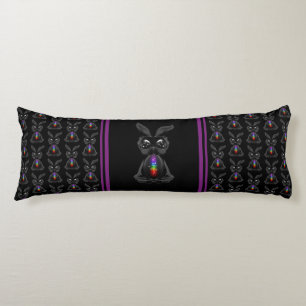 Cute Black Rabbit with Chakra Rainbow Soul Body Cushion