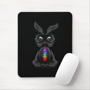 Cute Black Rabbit with Chakra Rainbow Soul Mouse Mat