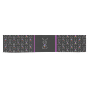 Cute Black Rabbit with Chakra Rainbow Soul Short Table Runner