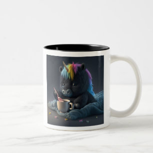 Cute black rainbow Unicorn cup