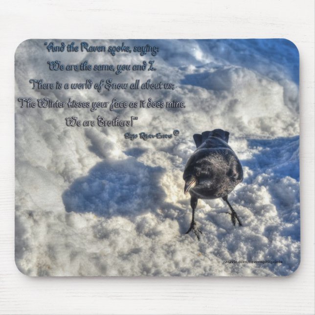 Cute Black Raven in the Snow Photo Mouse Mat (Front)