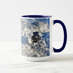 Cute Black Raven in the Snow Photo Mug