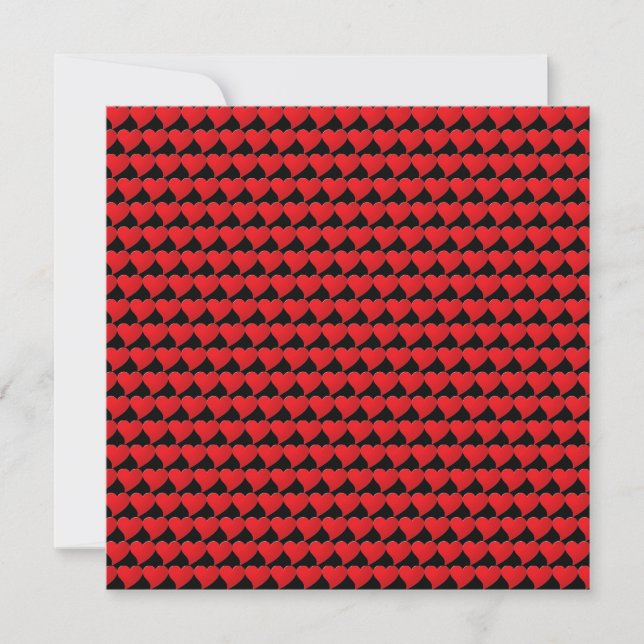 Cute black red hearts pattern minimalist modern card (Front)
