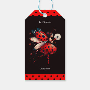 Cute Black & Red Ladybug Fairy Birthday Party  Tag
