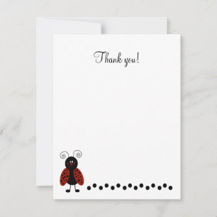 Cute Black & Red Ladybug Flat Thank you card