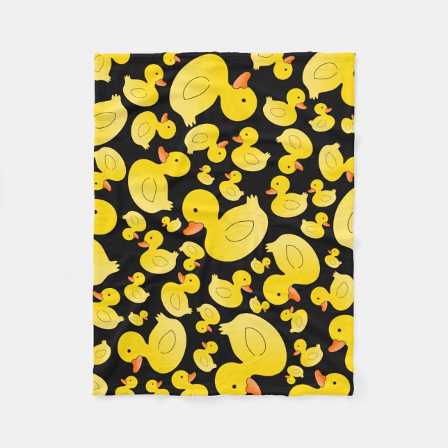 Cute black rubber ducks fleece blanket (Front)