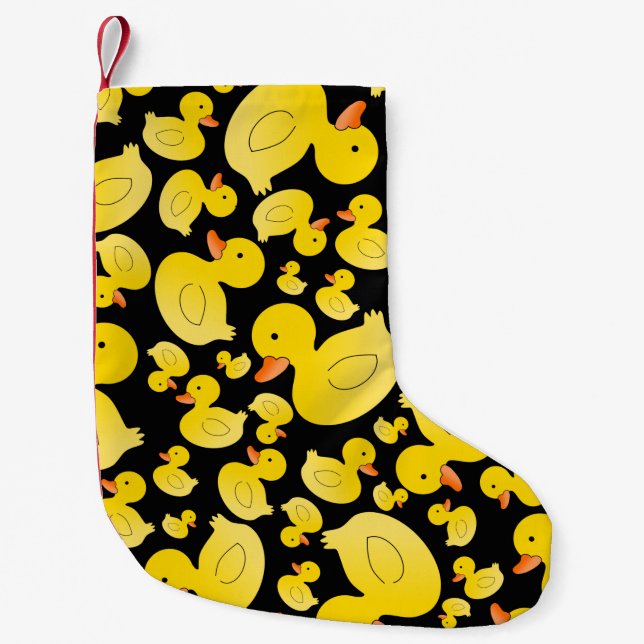 Cute black rubber ducks small christmas stocking (Front)